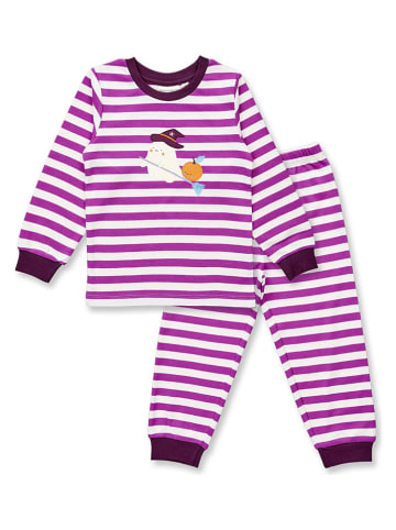Sense Organics Pyjama "Long John" in Weiß/ Lila