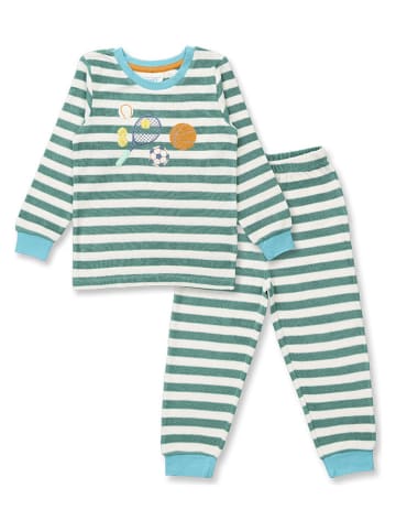 Sense Organics Piżama "Long John" w kolorze kremowo-zielonym