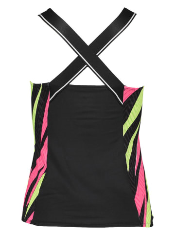 Mizuno Top funkcyjny w kolorze różowo-czarno-zielonym