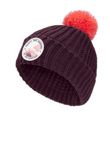 Jack Wolfskin Czapka "Pompom Badge" w kolorze fioletowo-pomarańczowym