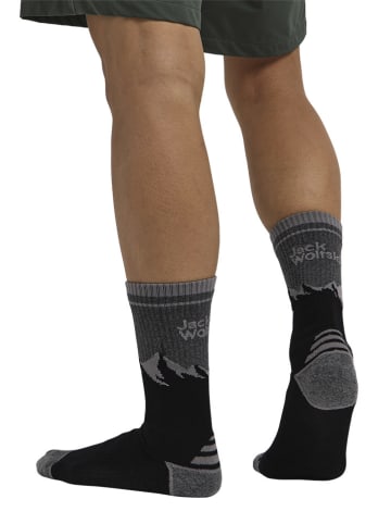 Jack Wolfskin 2er-Set: Funktionssocken "Mount Multi" in Grau/ Schwarz