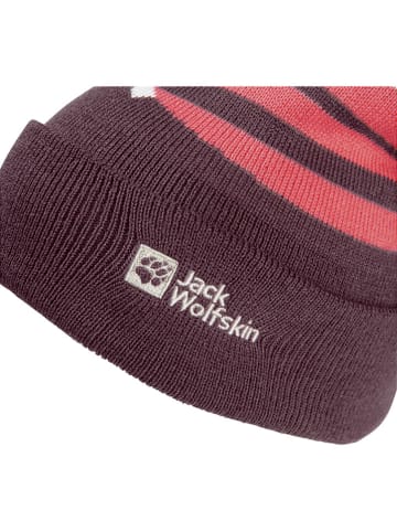 Jack Wolfskin Muts "Stripy Pompom" beskleurig/roze/crème
