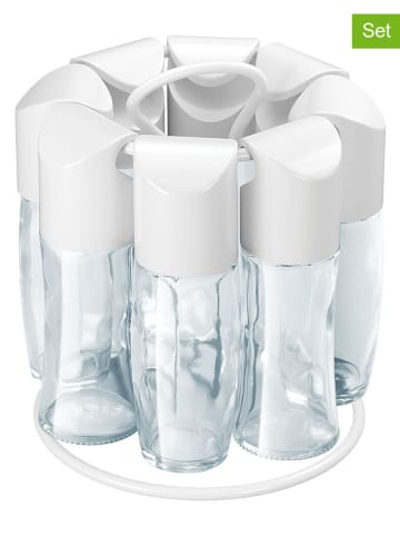 metaltex 9-częściowy zestaw w kolorze białym do przypraw - wys. 17 x Ø 15 cm