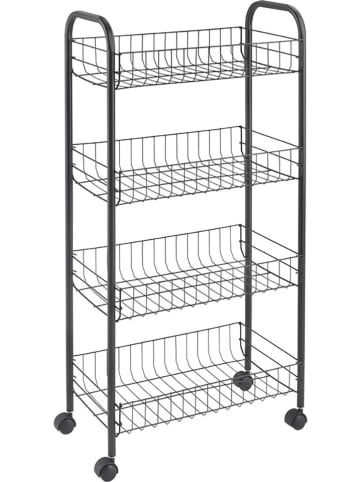 metaltex Trolley "Ascona" zwart - (B)41 x (H)86 x (D)26 cm