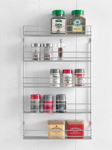metaltex Regał w kolorze srebrnym na przyprawy - 36 x 58 x 8 cm