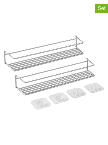 metaltex 2-delige set: kruidenrekken zilverkleurig - (B)32 x (H)5 x (D)8 cm