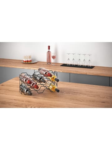 metaltex Weinregal ''Hexagon'' in Schwarz - (B)43 x (H)22 x (T)12 cm