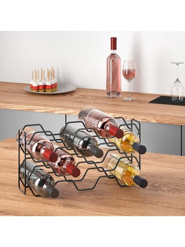 metaltex Weinregal ''Hexagon'' in Schwarz - (B)43 x (H)22 x (T)12 cm