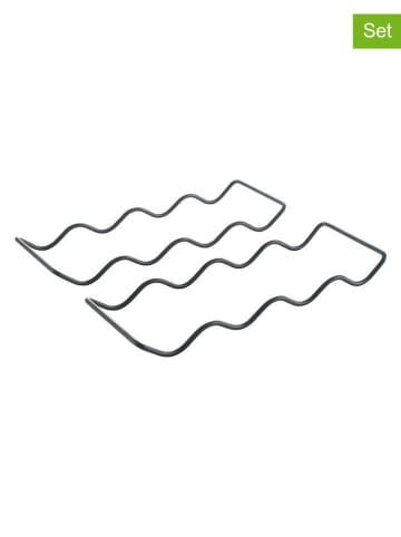 metaltex 2-delige set: flessenrekken "Lava" zilverkleurig - (B)11 x (H)32 cm