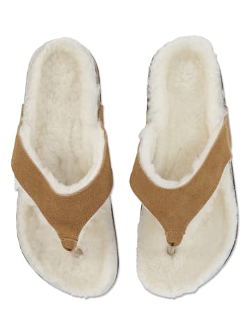 Ilse Jacobsen Skórzane japonki w kolorze jasnobrązowym