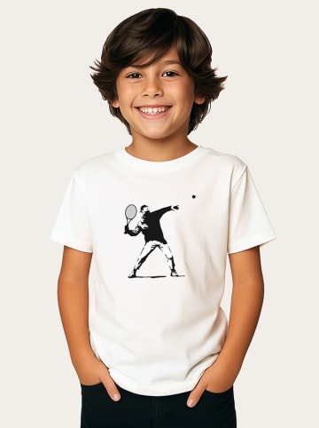 WOOOP Shirt "Banksy Tennis" wit/zwart