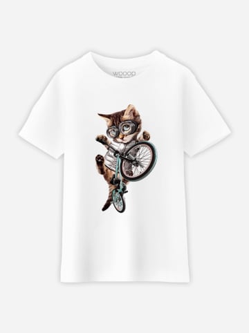 WOOOP Shirt "BMX Cat" in Weiß