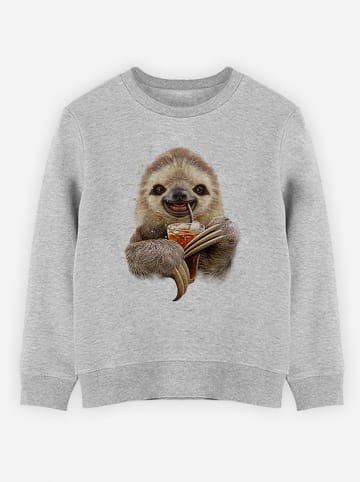 WOOOP Sweatshirt "Sloth and Drink" in Grau