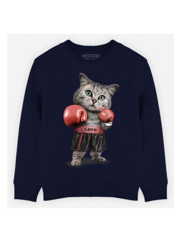 WOOOP Sweatshirt "Boxing cat" in Dunkelblau