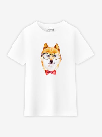 WOOOP Shirt ''Serious Shiba'' in Weiß