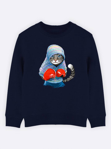WOOOP Sweatshirt "Boxing cat" in Dunkelblau