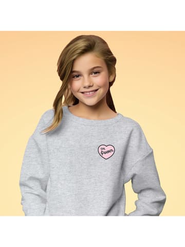 WOOOP Sweatshirt "Girl power pink heart" in Grau