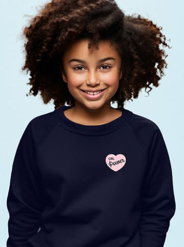 WOOOP Sweatshirt "Girl power pink heart" in Dunkelblau
