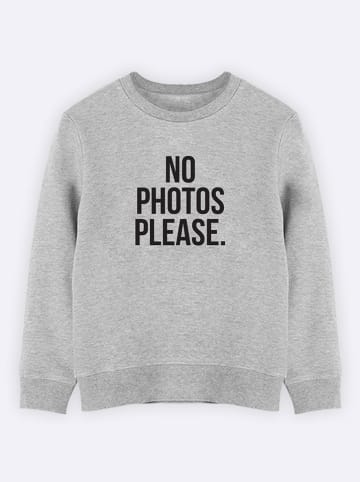 WOOOP Sweatshirt "No photos please" in Grau