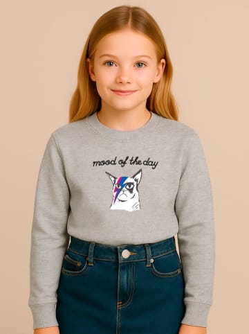 WOOOP Sweatshirt "Mood of the day cat" in Grau