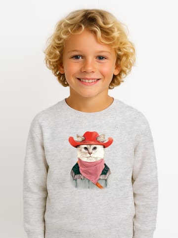 WOOOP Sweatshirt "Rodeo cat" in Grau/ Bunt