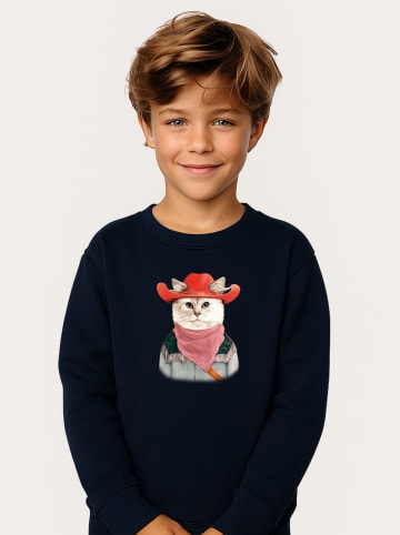 WOOOP Sweatshirt "Rodeo cat" in Dunkelblau/ Bunt