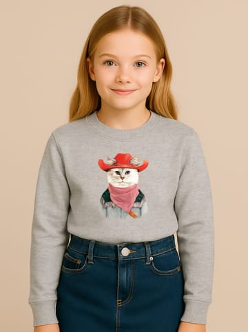 WOOOP Sweatshirt "Rodeo cat" in Grau/ Bunt