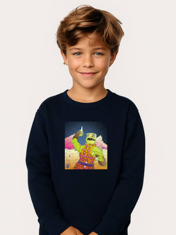 WOOOP Sweatshirt "Reptilian Warrior" in Dunkelblau/ Bunt
