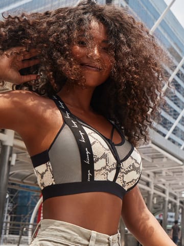 Kinga Sportbeha "Move Up" beige/zwart