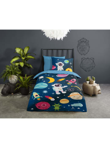 Pure Microvezel beddengoedset "Planets" donkerblauw/lichtblauw