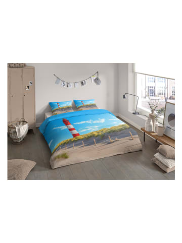 Pure Microvezel beddengoedset "Beach" lichtblauw/meerkleurig