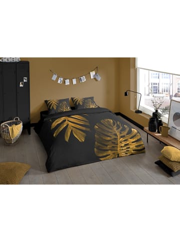 Pure Microvezel beddengoedset "Kimberly" zwart/goudkleurig