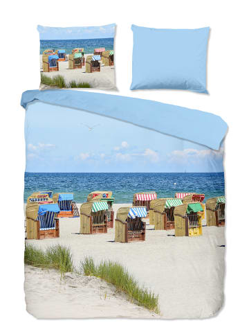 Pure Komplet pościeli "Relax" w kolorze błękitno-beżowym z mikrofibry