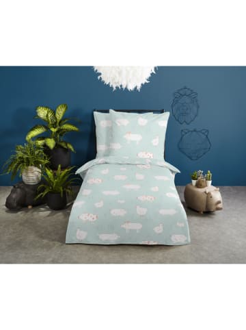 Good Morning Renforcé beddengoedset mintgroen