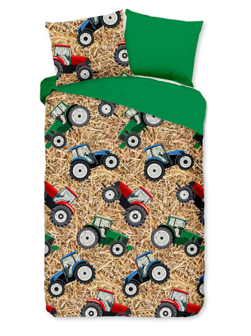 Good Morning Beddengoedset "Cas" groen/lichtbruin