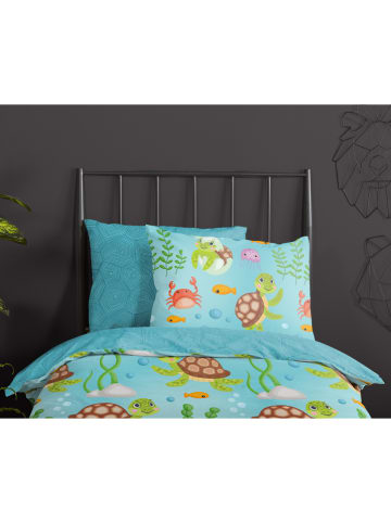 Good Morning Bettwäsche-Set in Blau/ Bunt