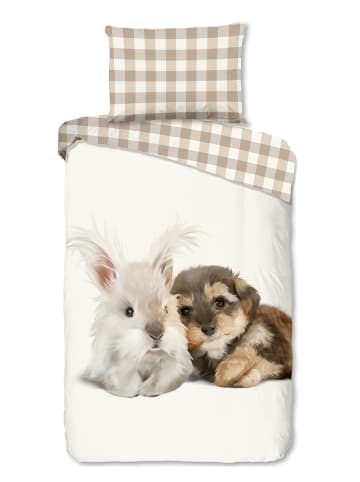Good Morning Flanellen beddengoedset "Cute" beige