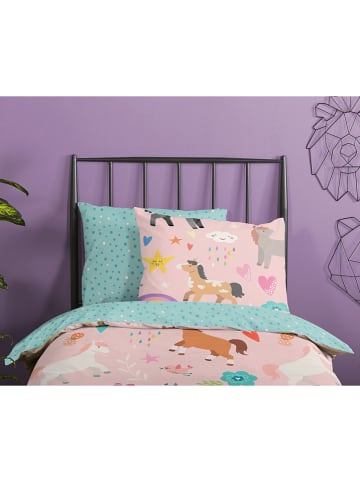 Good Morning Komplet pościeli "Horses" w kolorze jasnoróżowym ze wzorem