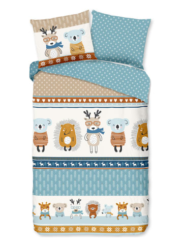 Good Morning Flanellen beddengoedset "Woodland" meerkleurig
