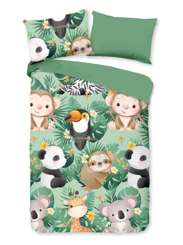 Good Morning Bettwäsche-Set "Momo" in Grün/ Bunt