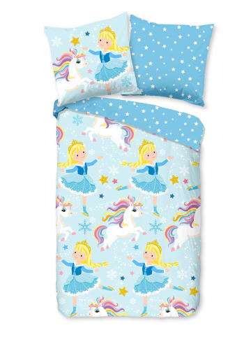 Good Morning Flanellen beddengoedset "Iceprincess" blauw