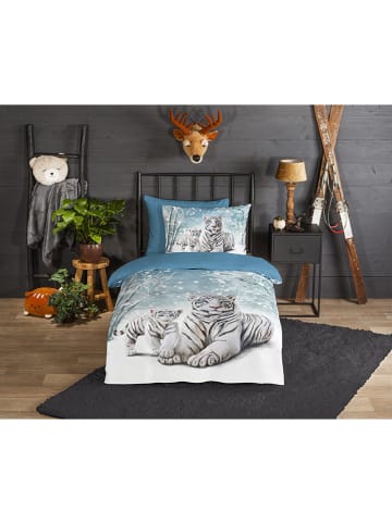 Good Morning Flanellen beddengoedset "Safe" blauw