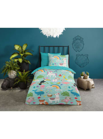 Good Morning Beddengoedset "Festen" turquoise