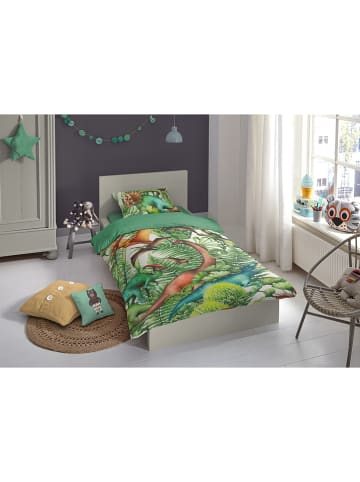 Good Morning Komplet pościeli "Prehistory" w kolorze zielonym
