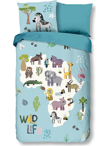 Good Morning Beddengoedset "Wildlife" blauw
