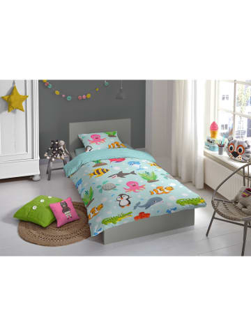 Good Morning Beddengoedset "Seaworld" lichtblauw/meerkleurig