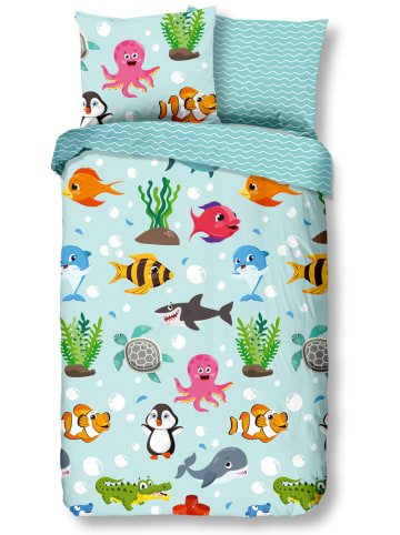 Good Morning Beddengoedset "Seaworld" lichtblauw/meerkleurig