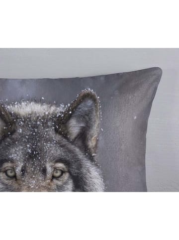 Good Morning Flanellen beddengoedset "Wolfie" grijs