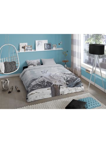 Good Morning Komplet pościeli w kolorze szarym ze wzorem