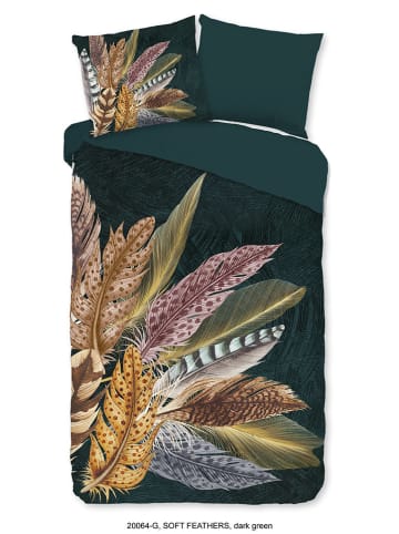 Good Morning Beddengoedset "Soft Feathers" donkergroen